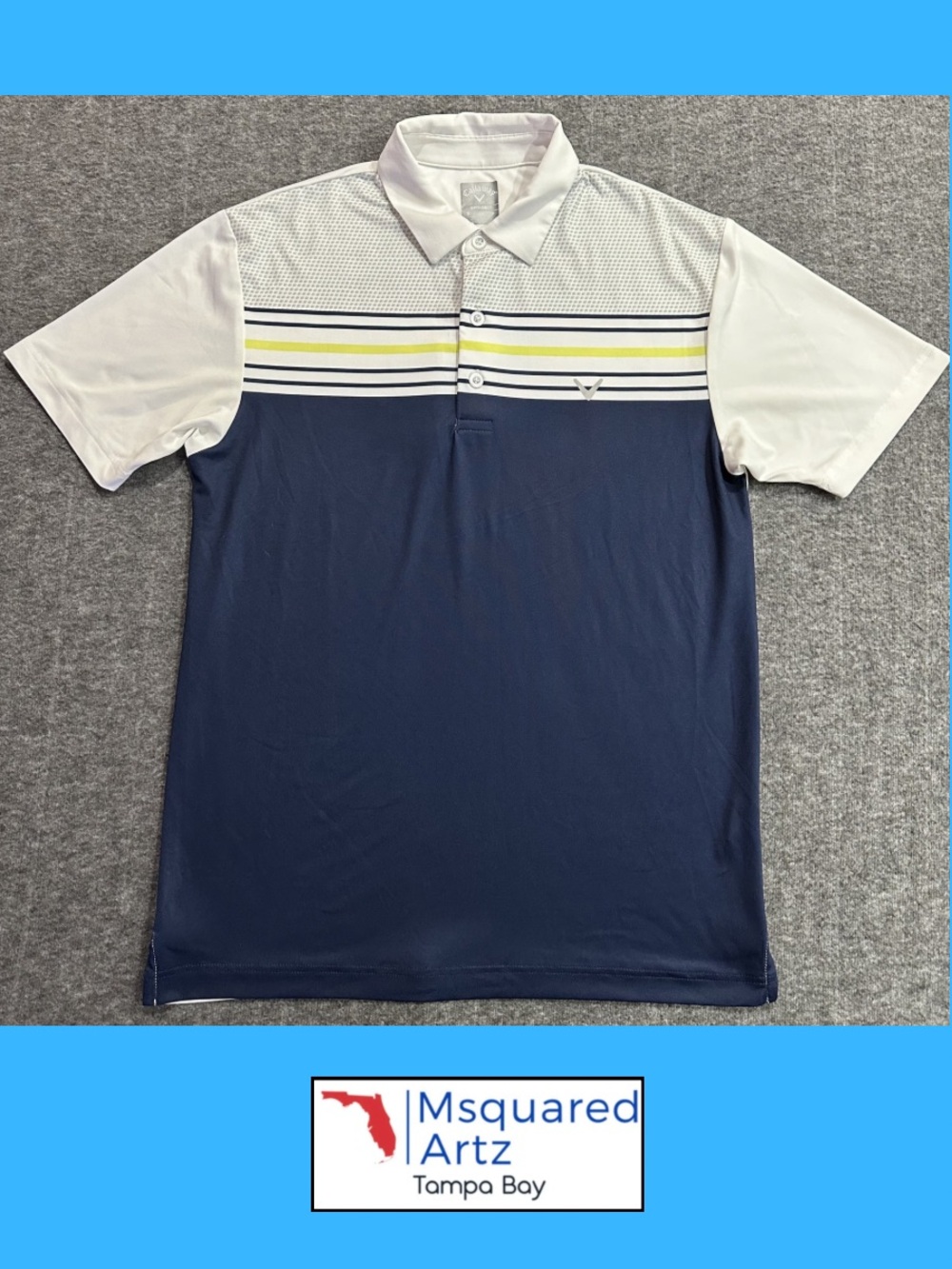Callaway Opti-Dri Golf Polo Shirt Men's Small White Navy Striped Performance